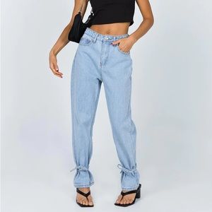 Princess Polly Connection Ankle Tie Denim Jeans
